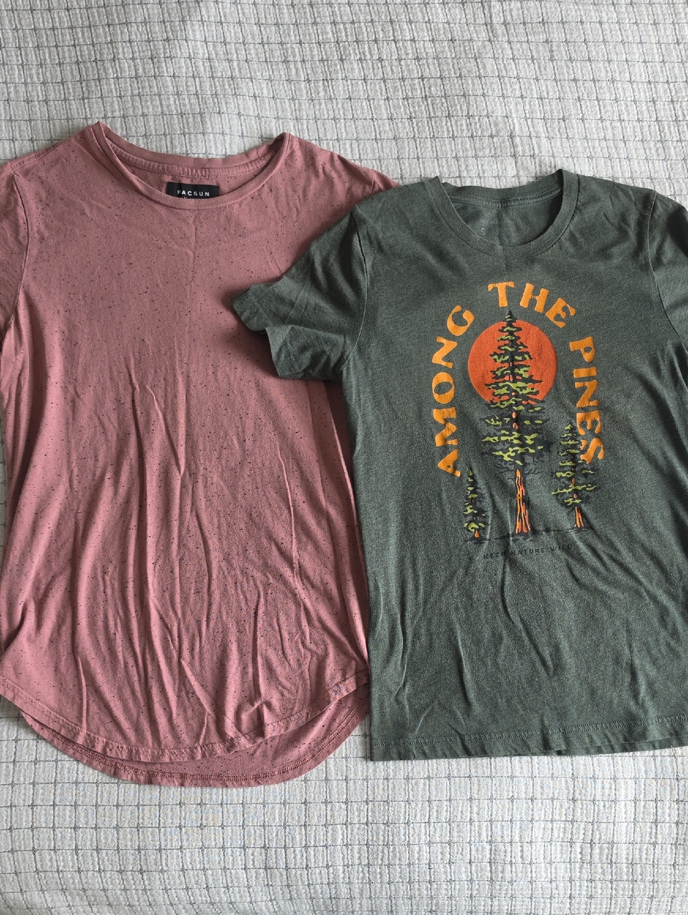 Lot of 2 - Pacsun Dusty Rose Tee + Keep It Wild Pine Green Tee SMALL